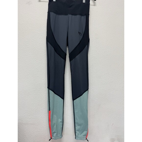 Kari Traa Tina High Waist Tights Colorblock 621958 Black Small Ankle Zip - Picture 1 of 8